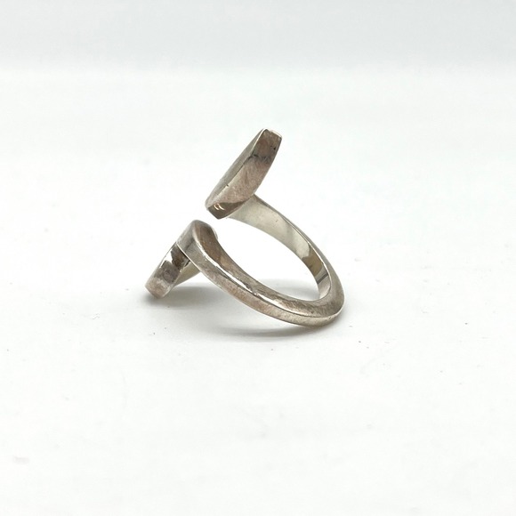Sterling Silver Swirl Ring Mexico Modernist Abstract Statement Band - Picture 2 of 12